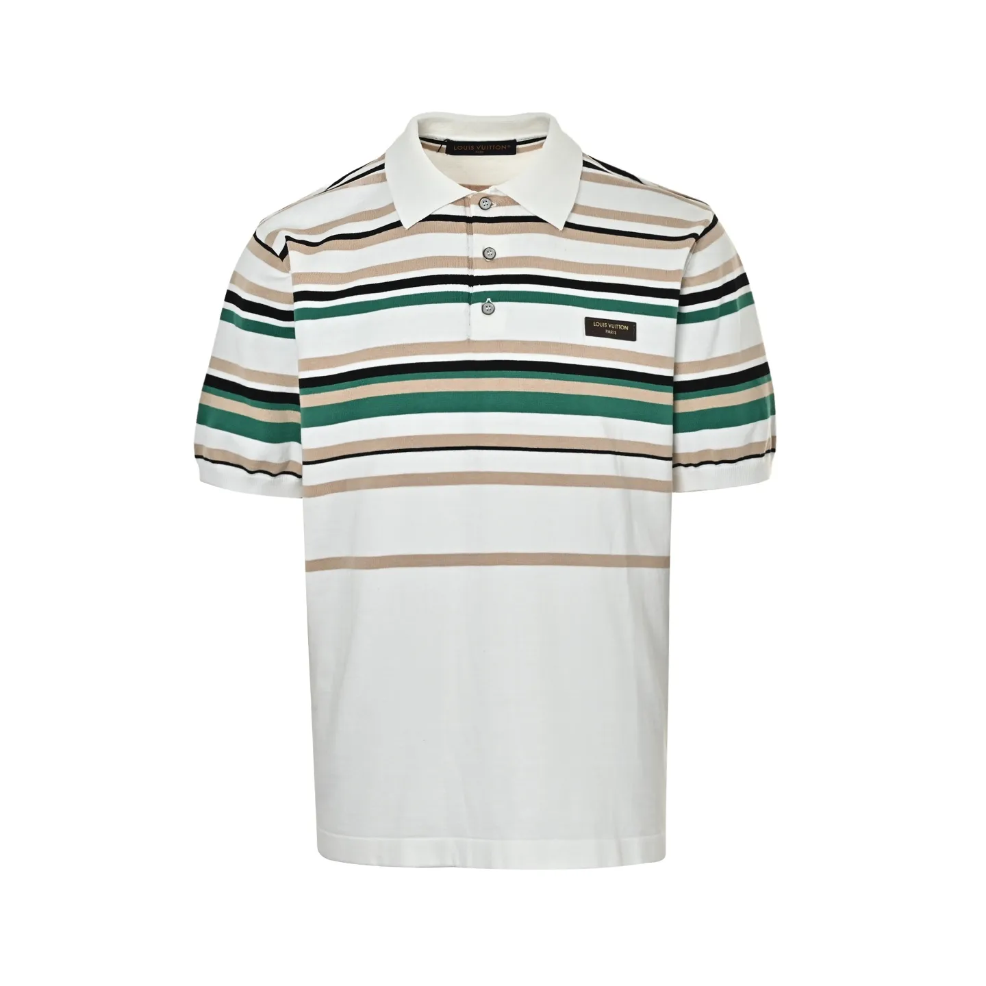 Louis Vuitton/Louis Vuitton leather label striped Polo short sleeves